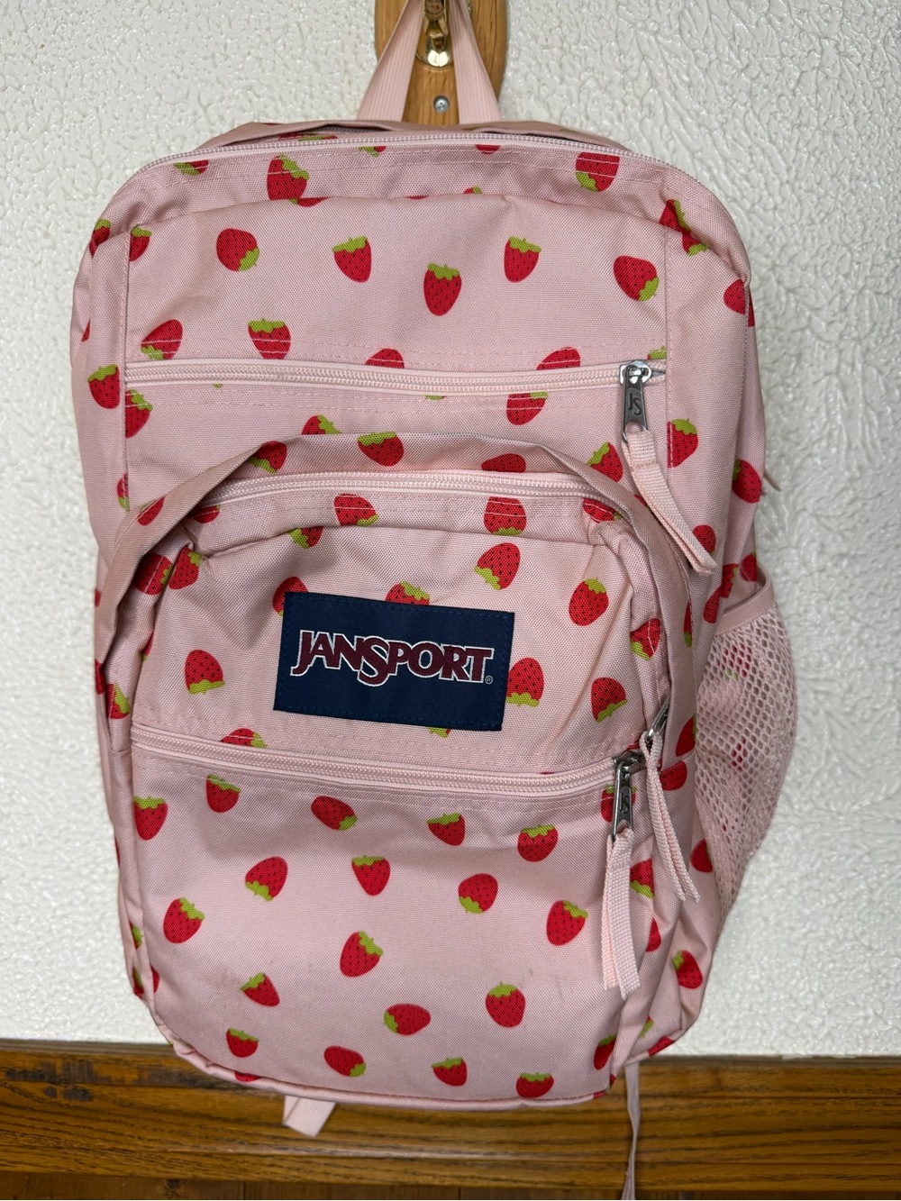 Jansport Pink Strawberry Print Kids Backpack